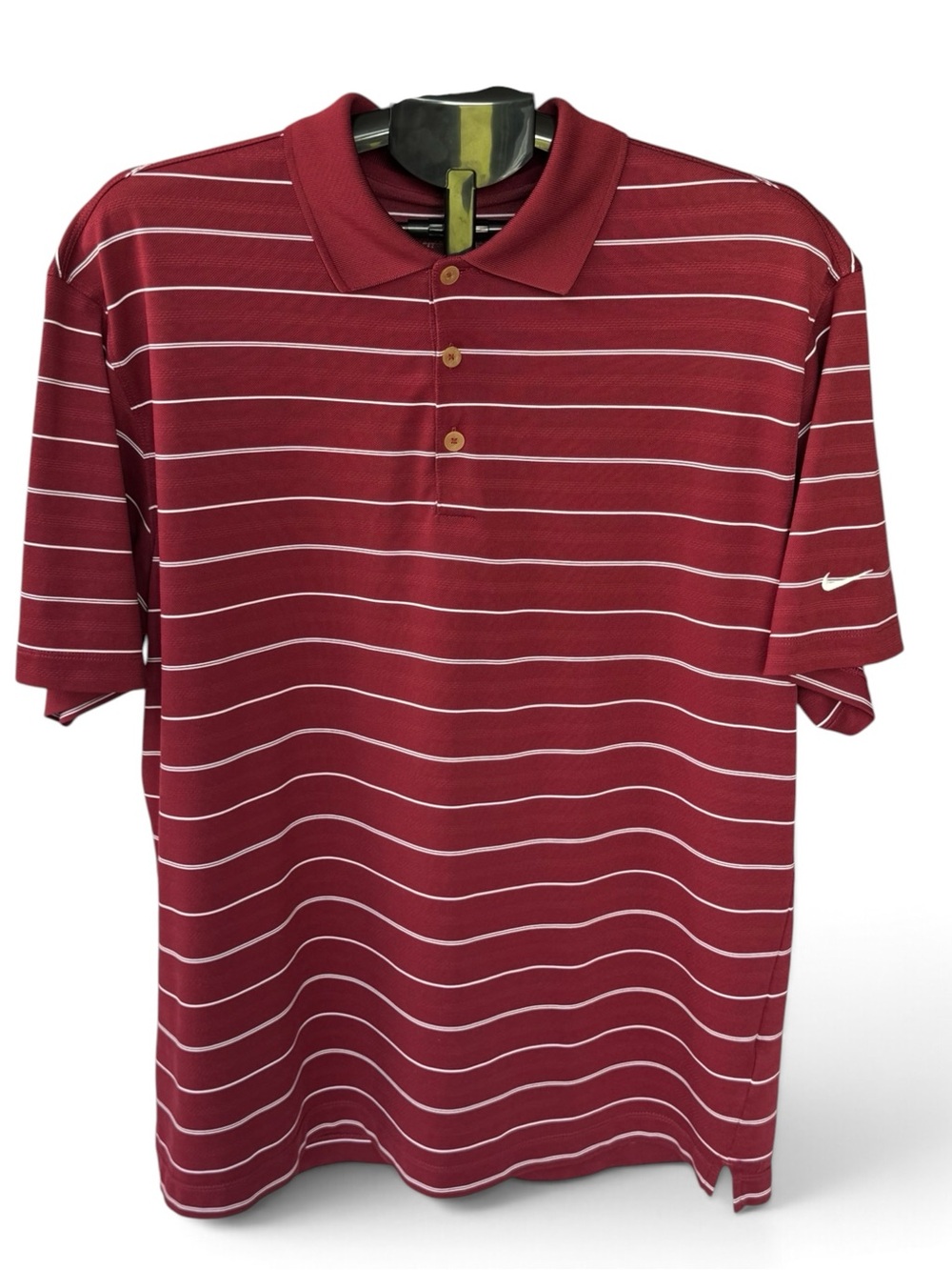 107. Nike Golf Men’s Red White Striped Polo Shirt